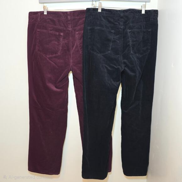 Lot of 2 Talbots Corduroy High Waist Straight Leg Pants Size 10 Burgundy Black - Picture 4 of 6